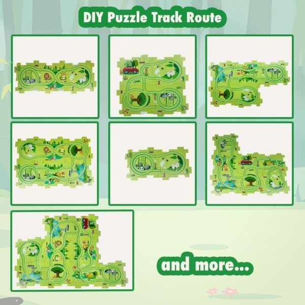 15 PCS Car Puzzle Track Set for Kids with A Cute Vehicle Tod...