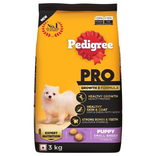 61YXBZgslqL._SL1500_.jpg Pedigree PRO Puppy Small Breed, 3 kg Dry Dog Food, Vet Trust...