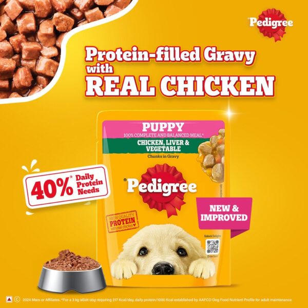 61zc5lQ9LL._SL1000_.jpg Pedigree Puppy Wet Dog Food, Chicken and Liver Chunks Flavou...