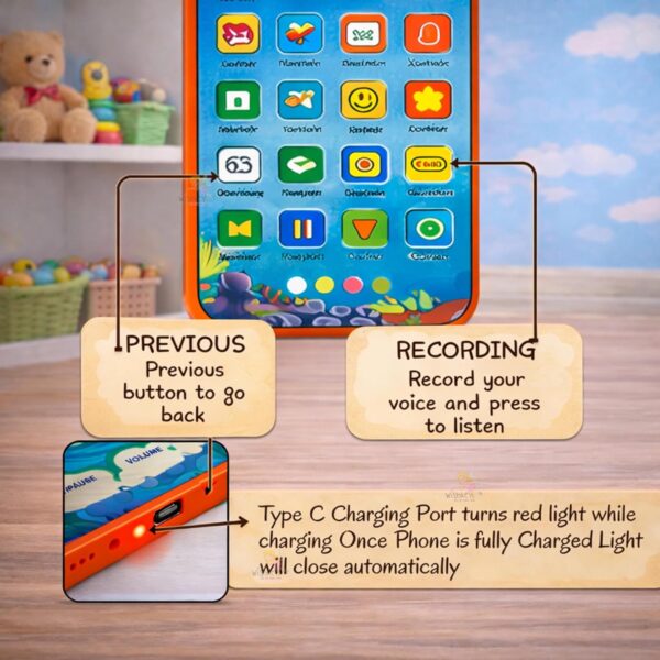 Wishkey Edu Phone for Kids Shark Theme 28 Functions Recharge...