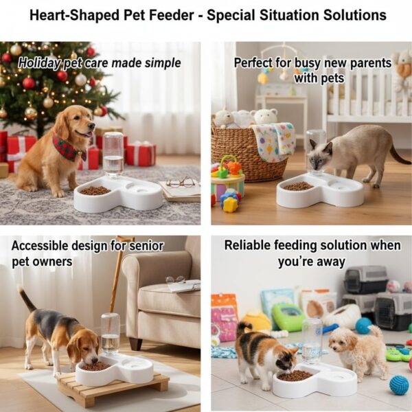 Pet Double Bowl Feeder with Automatic Water Bottle - Multifu...