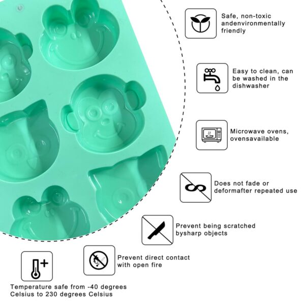 Cartoon Animal Shape Silicone Mold | 6 Cavity Frog, Bear, Ow...