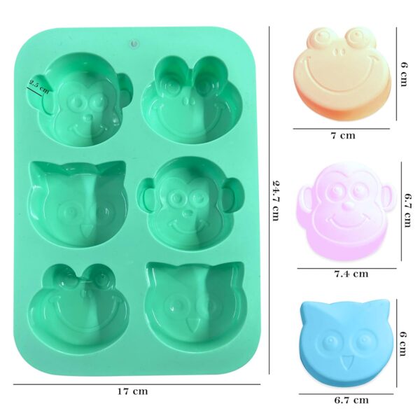 Cartoon Animal Shape Silicone Mold | 6 Cavity Frog, Bear, Ow...