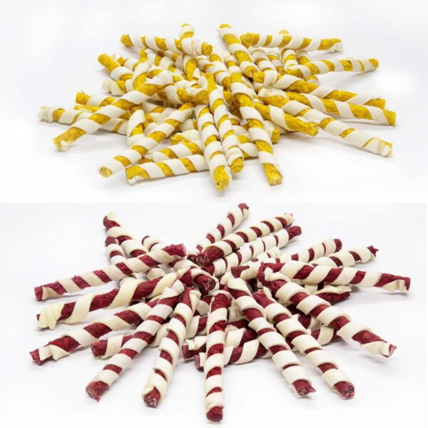 71FbgBmzWRL._SL1500_.jpg Woofy Dog Spiral munchy Rawhide chew Stick | 500gm Chicken F...