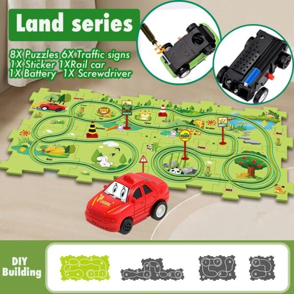 15 PCS Car Puzzle Track Set for Kids with A Cute Vehicle Tod...