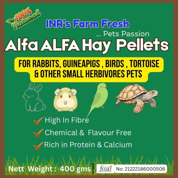 71OW9VrlcL._SL1417_.jpg INR's Farm Fresh Alfalfa Hay Pellets, 400g, Natural Food for...