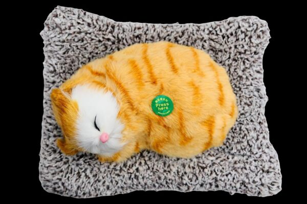 71QKobtosjL._SL1500_.jpg Cute Sleeping Cat Soft Toy with Meow Sound,Cushion for Car D...