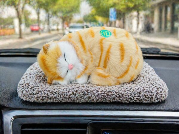 71Sao8BxfdL._SL1448_.jpg Cute Sleeping Cat Soft Toy with Meow Sound,Cushion for Car D...