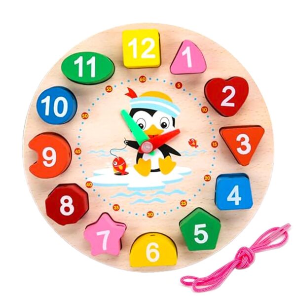 71jIRdtmtyL._SL1500_.jpg WISHKEY Wooden Learning Clock with Bead Lace, Educational Di...
