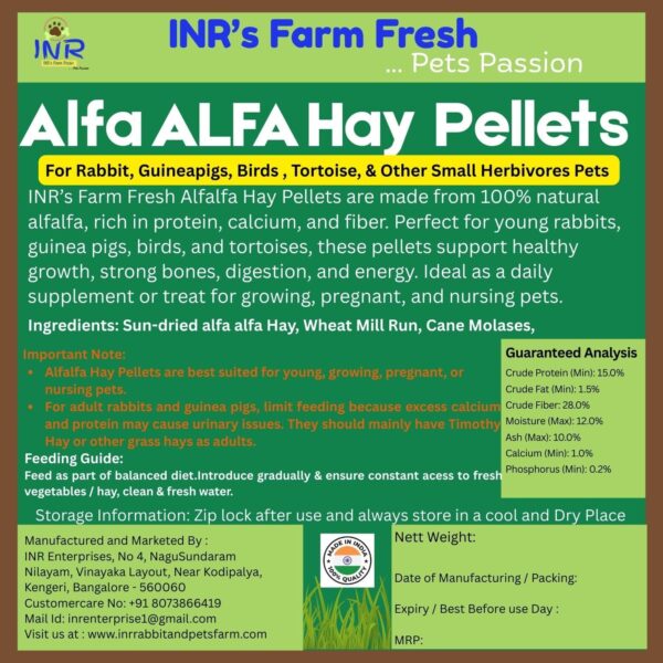 71mnOADKwuL._SL1417_.jpg INR's Farm Fresh Alfalfa Hay Pellets, 400g, Natural Food for...