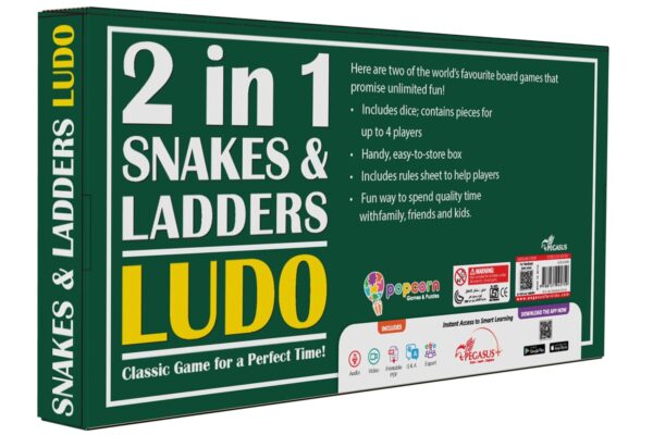 Popcorn Games & Puzzles 2-in-1 Ludo and Snakes & Ladders Boa...