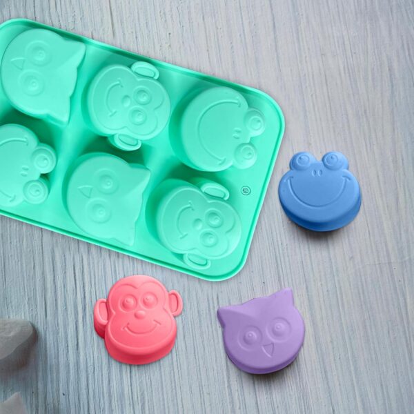 Cartoon Animal Shape Silicone Mold | 6 Cavity Frog, Bear, Ow...