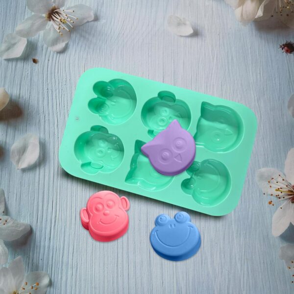 Cartoon Animal Shape Silicone Mold | 6 Cavity Frog, Bear, Ow...