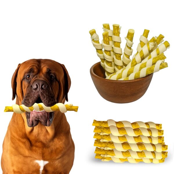 81MnXJZP7lL._SL1500_.jpg Woofy Dog Spiral munchy Rawhide chew Stick | 500gm Chicken F...