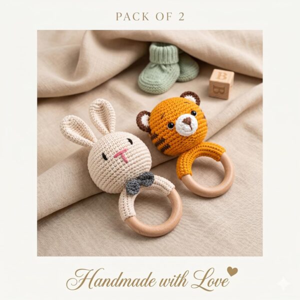 81MwXDNsxmL._SL1500_.jpg Handmade Crochet Baby Rattles Combo (Rabbit & Tiger) | Soft ...