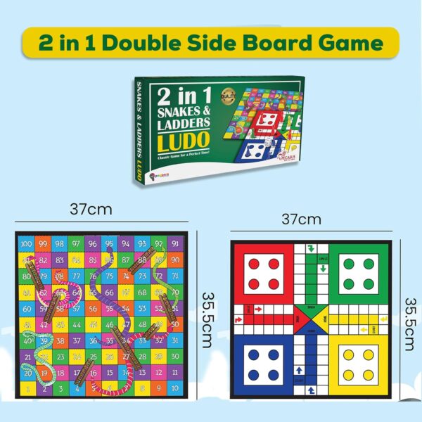 Popcorn Games & Puzzles 2-in-1 Ludo and Snakes & Ladders Boa...