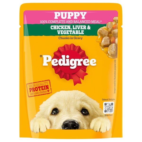 81kvNFpf4ZL._SL1500_.jpg Pedigree Puppy Wet Dog Food, Chicken and Liver Chunks Flavou...