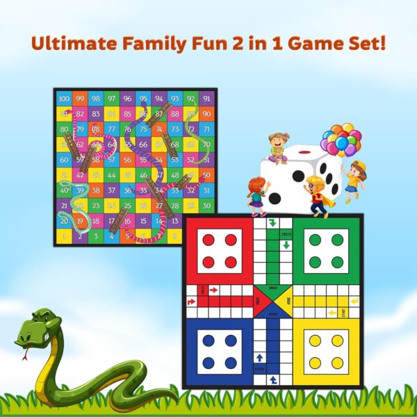 Popcorn Games & Puzzles 2-in-1 Ludo and Snakes & Ladders Boa...