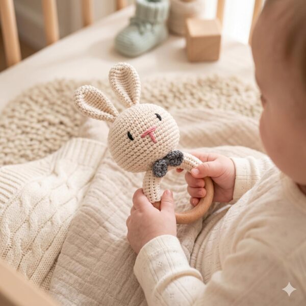 81m58nsB2sL._SL1500_.jpg Handmade Crochet Baby Rattles Combo (Rabbit & Tiger) | Soft ...