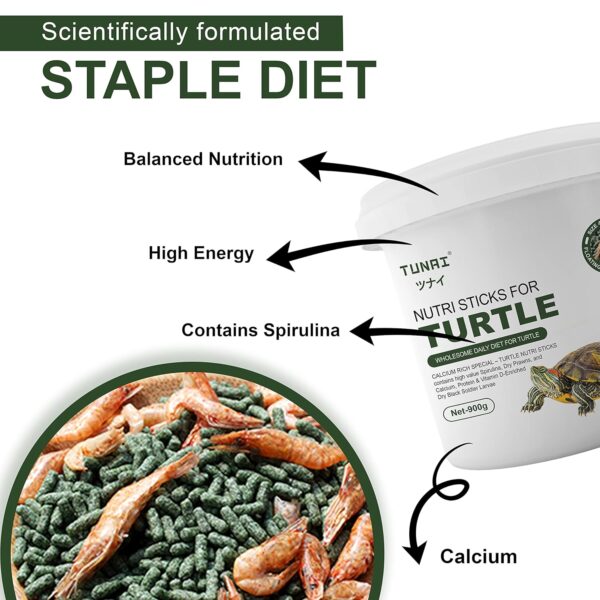 81uGeOeZL._SL1500_.jpg TUNAI 3In1 Adult Turtle Food Stick Spirulina Added with Whol...